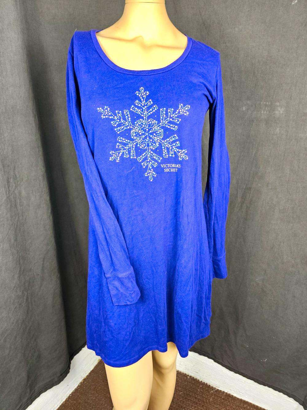 Victorias Secret Sleep Dress Nightgown Small Purple Snowflake Rhinestone Lounge